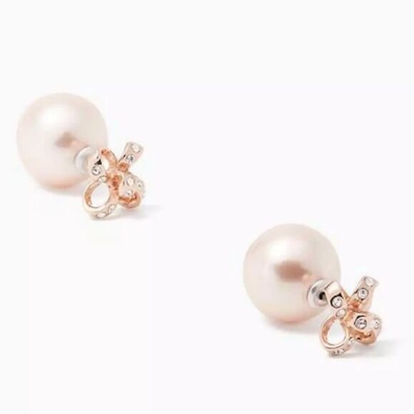 Kate Spade It’s A Tie Rose Gold Reversible Pearl Earrings - Picture 1 of 7